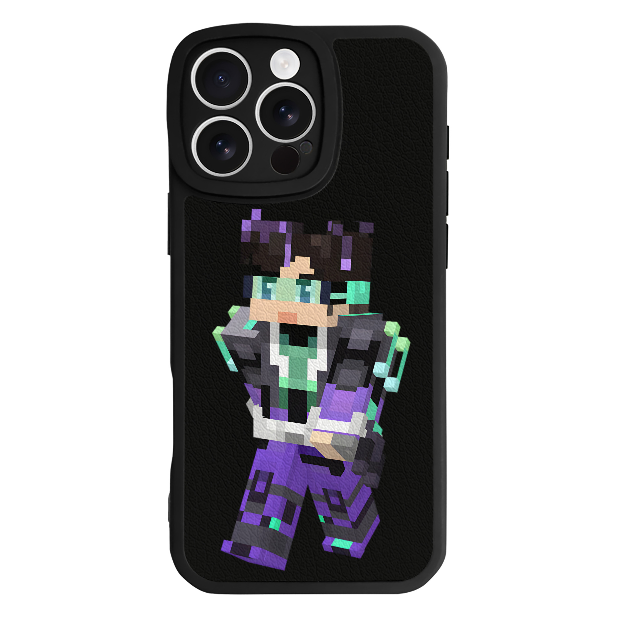 （画像用） マインクラフト ブロックの世界 Minecraft MC Block world 【iPhone 16シリーズ対応】シリコンスマホケース（レザー調） 材質：シリコン